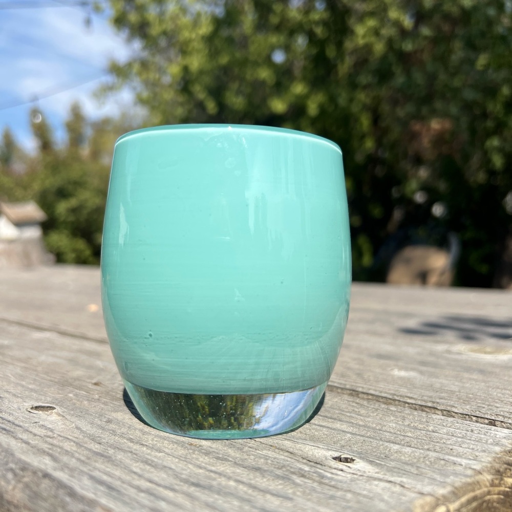 Glassybaby Pre-Triskelion Aquamarine Candle Holder Votive tumbler cup decor